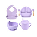 Entwöhnungslätzchen Sterilisierende Tasse Set Kleinkinder Silikon Saugen Beste Platten Futternapf und Löffel für Baby